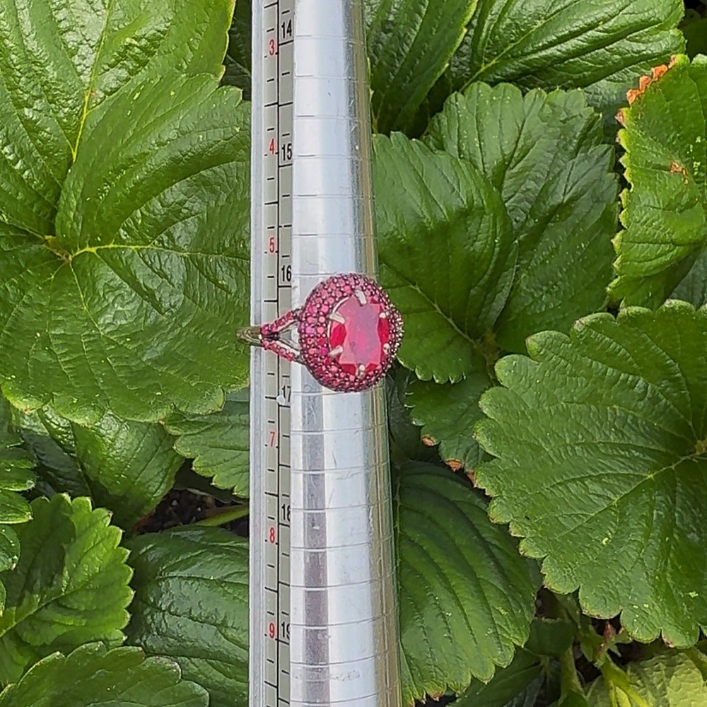 Stunning Antique 14k White Gold over Silver Ruby Red Ring! - Picture 15 of 17